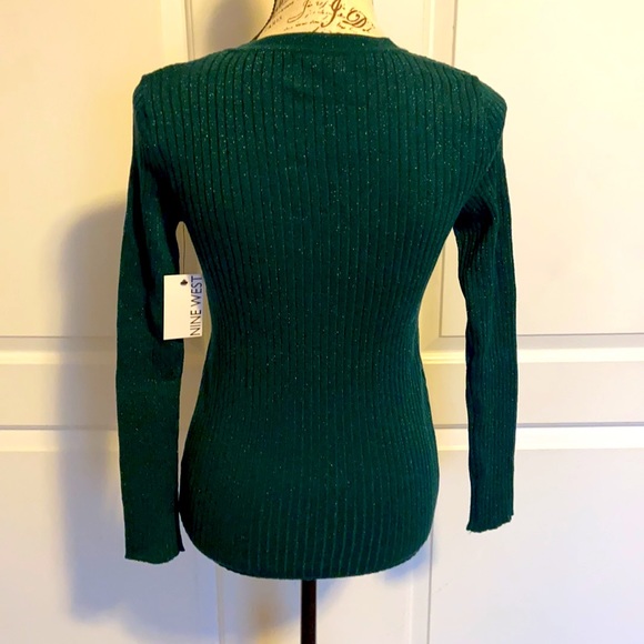 NINE WEST RIBBED V-NECK SWEATER - Picture 4 of 7